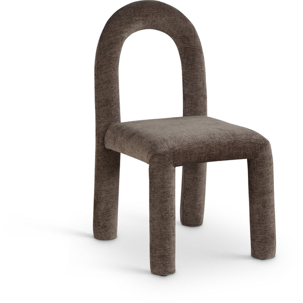 Meridian Amari Brown Chenille Fabric Dining Chair IMAGE 1