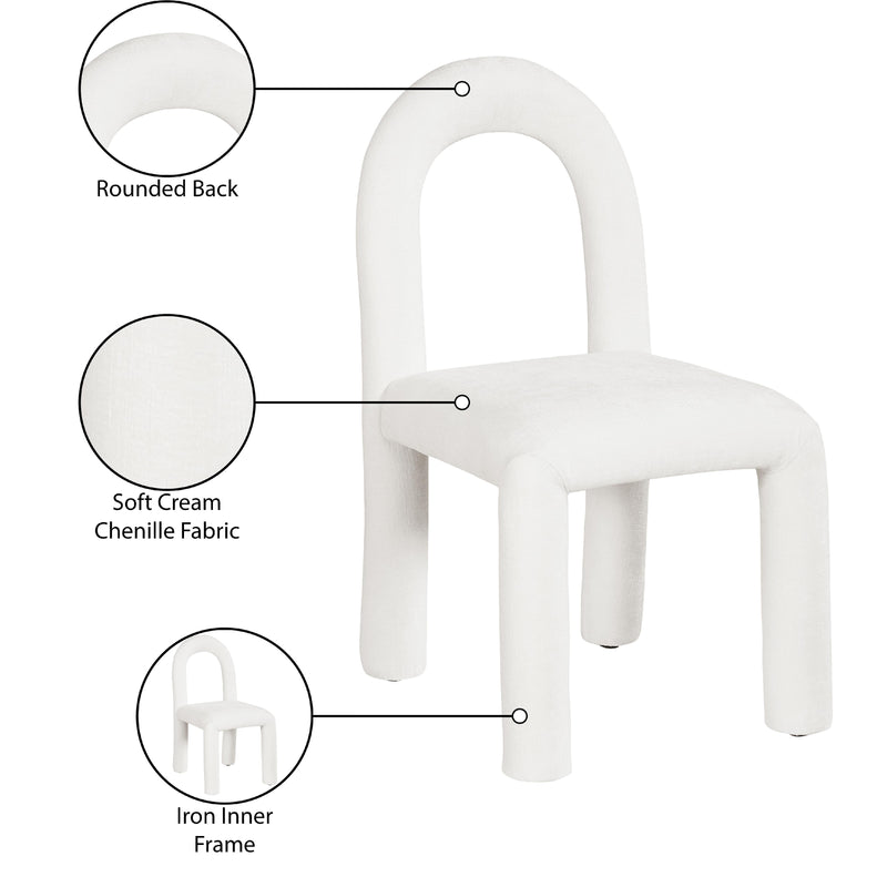 Meridian Amari Cream Chenille Fabric Dining Chair IMAGE 9