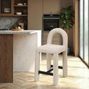 Meridian Amari Beige Chenille Fabric Stool IMAGE 2