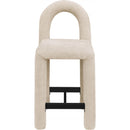 Meridian Amari Beige Chenille Fabric Stool IMAGE 3