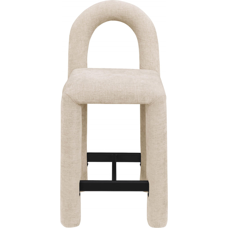Meridian Amari Beige Chenille Fabric Stool IMAGE 3