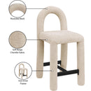 Meridian Amari Beige Chenille Fabric Stool IMAGE 9