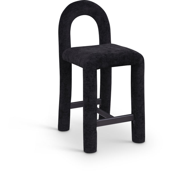 Meridian Amari Black Chenille Fabric Stool IMAGE 1