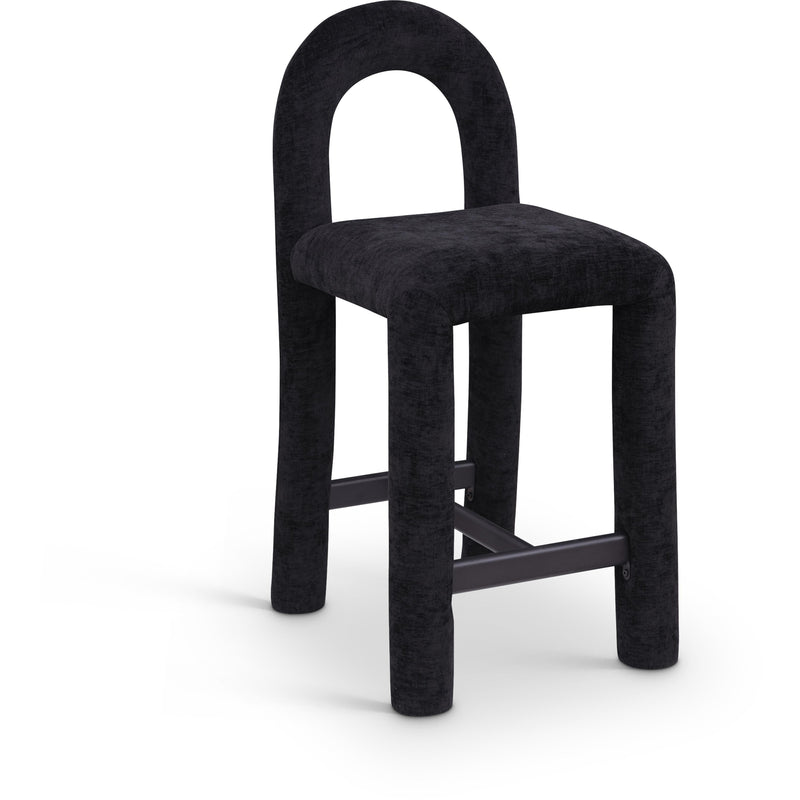 Meridian Amari Black Chenille Fabric Stool IMAGE 1