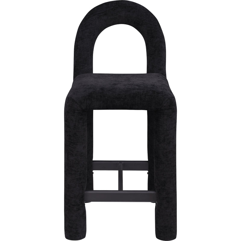 Meridian Amari Black Chenille Fabric Stool IMAGE 3