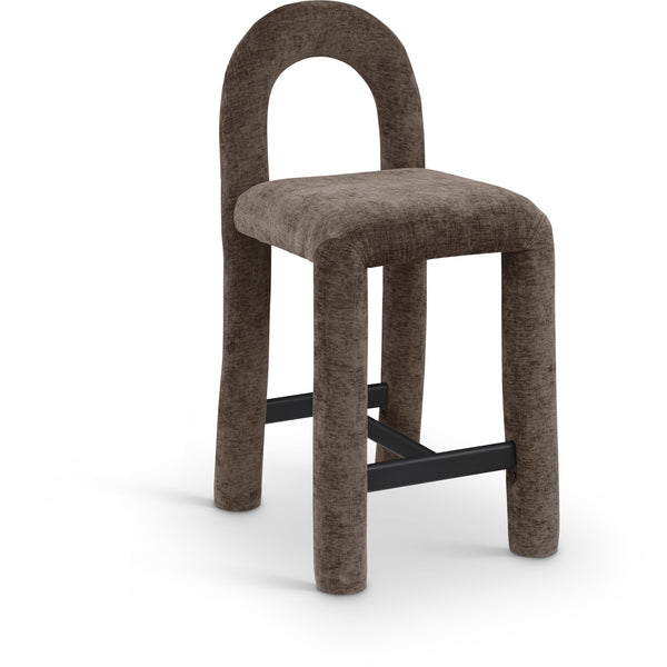 Meridian Amari Brown Chenille Fabric Stool IMAGE 1
