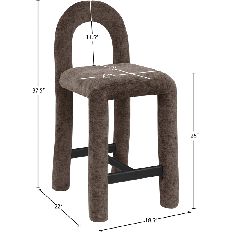 Meridian Amari Brown Chenille Fabric Stool IMAGE 8