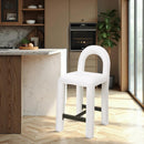 Meridian Amari Cream Chenille Fabric Stool IMAGE 2