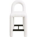 Meridian Amari Cream Chenille Fabric Stool IMAGE 3