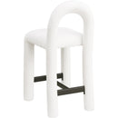 Meridian Amari Cream Chenille Fabric Stool IMAGE 6