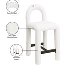 Meridian Amari Cream Chenille Fabric Stool IMAGE 9