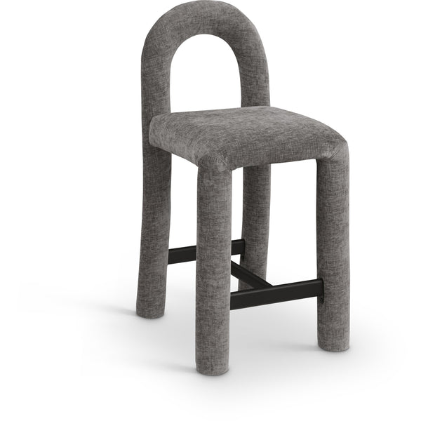 Meridian Amari Grey Chenille Fabric Stool IMAGE 1