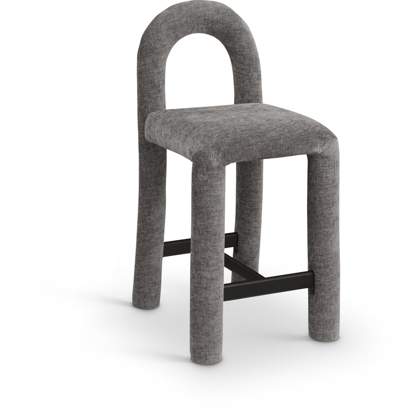 Meridian Amari Grey Chenille Fabric Stool IMAGE 1