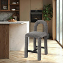 Meridian Amari Grey Chenille Fabric Stool IMAGE 2