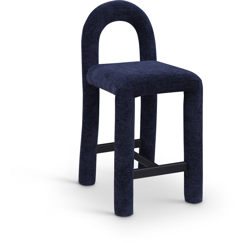 Meridian Amari Navy Chenille Fabric Stool IMAGE 1