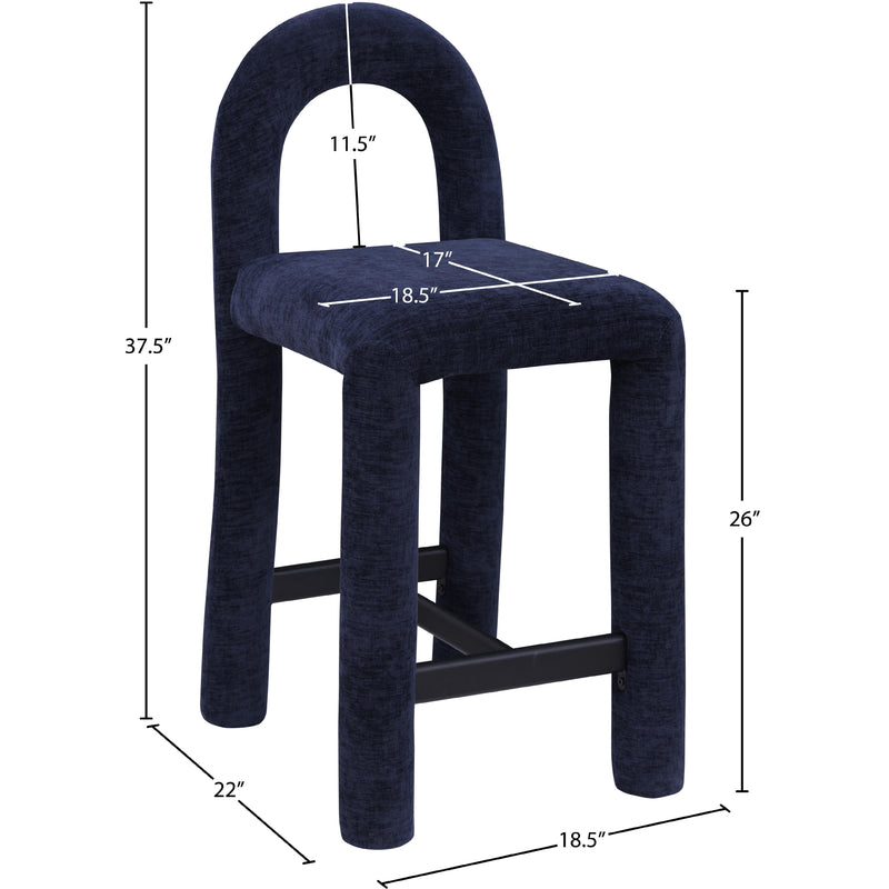 Meridian Amari Navy Chenille Fabric Stool IMAGE 8
