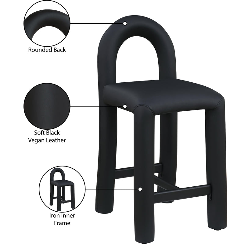 Meridian Amari Black Vegan Leather Stool IMAGE 9