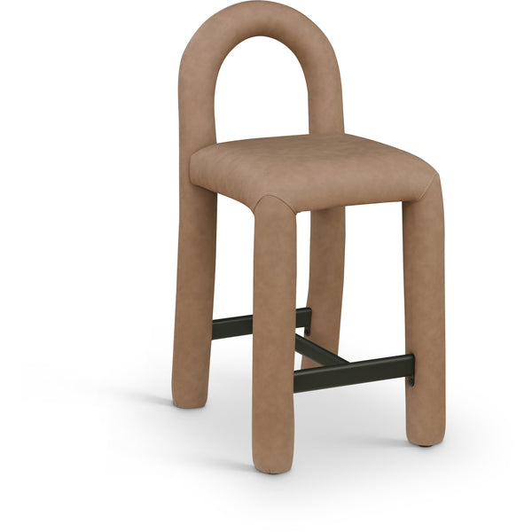Meridian Amari Brown Vegan Leather Stool IMAGE 1