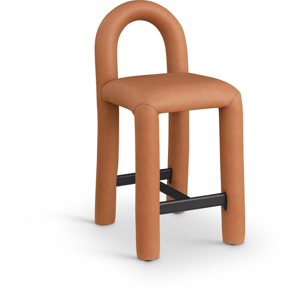 Meridian Amari Cognac Vegan Leather Stool IMAGE 1