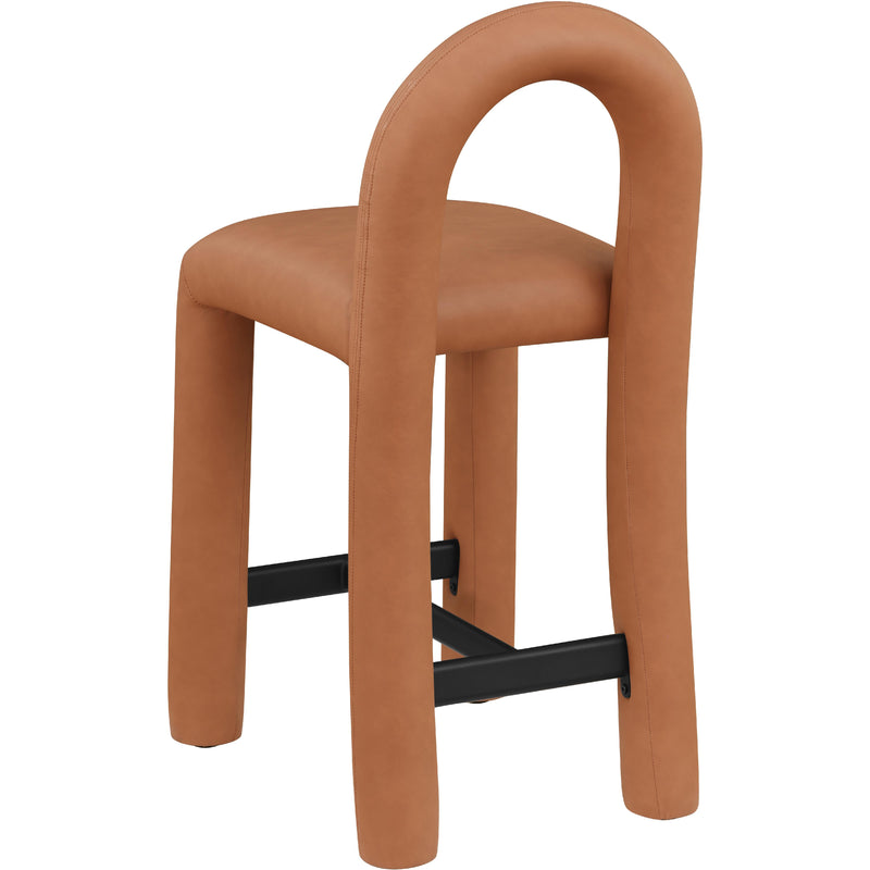 Meridian Amari Cognac Vegan Leather Stool IMAGE 6
