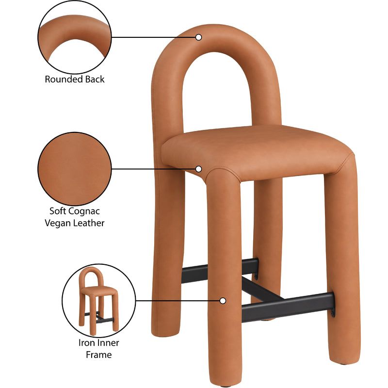 Meridian Amari Cognac Vegan Leather Stool IMAGE 9