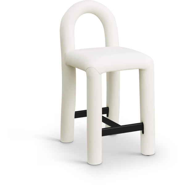 Meridian Amari Cream Vegan Leather Stool IMAGE 1