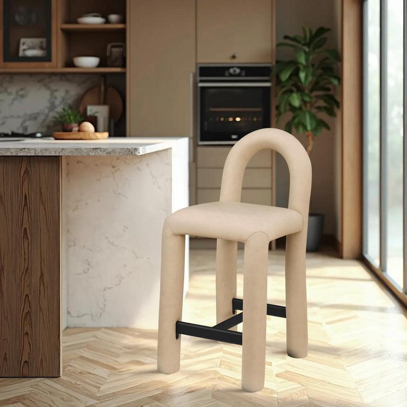 Meridian Amari Tan Vegan Leather Stool IMAGE 2
