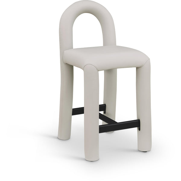 Meridian Amari Taupe Vegan Leather Stool IMAGE 1