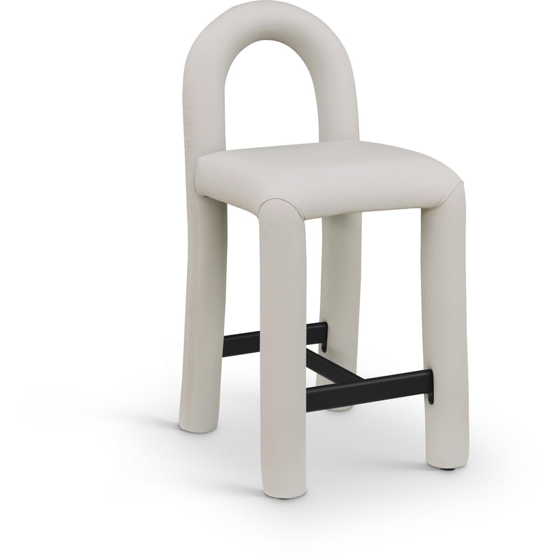 Meridian Amari Taupe Vegan Leather Stool IMAGE 1