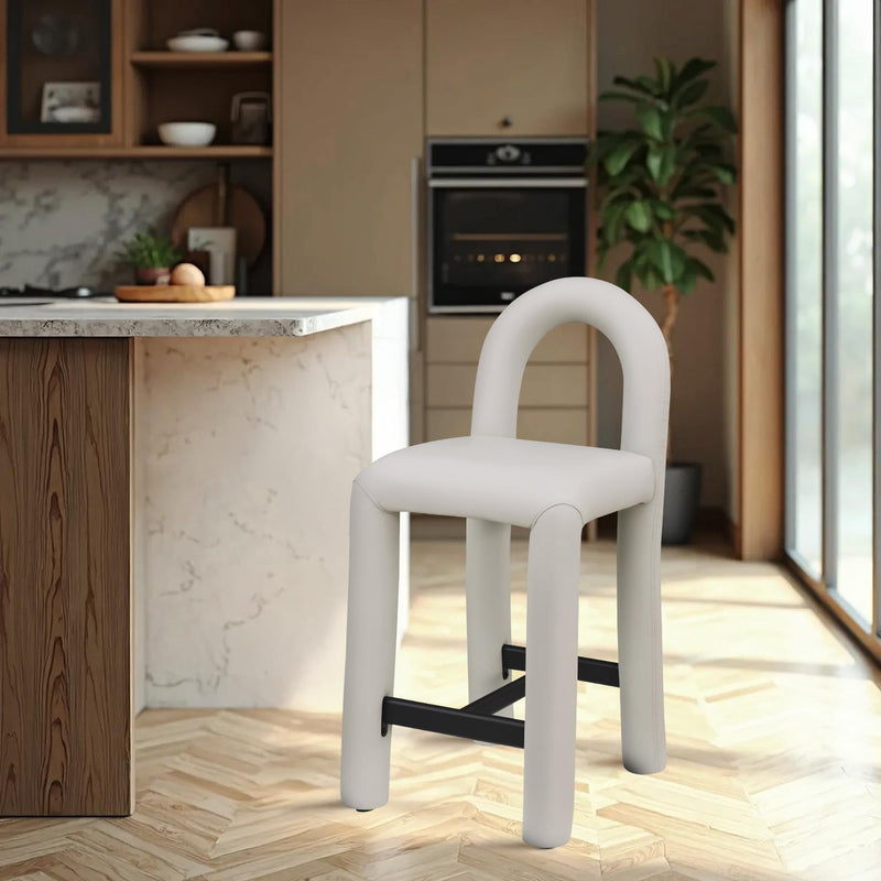 Meridian Amari Taupe Vegan Leather Stool IMAGE 2