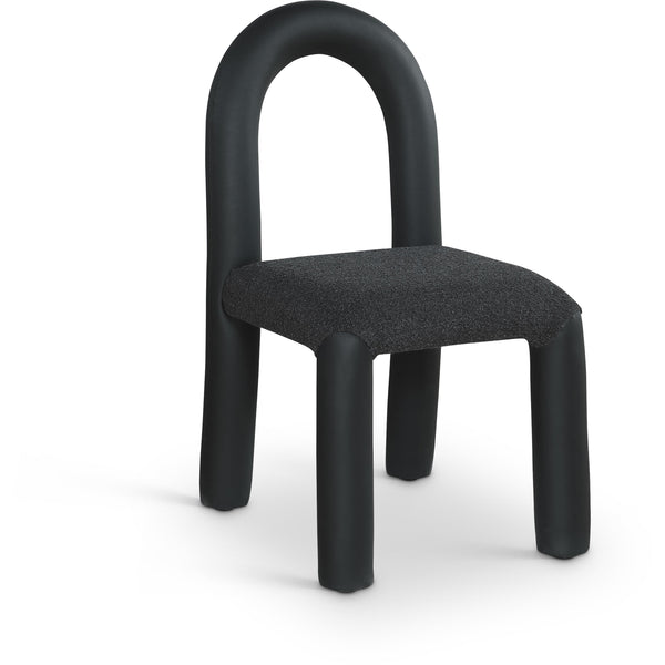 Meridian Amari Black Vegan Leather and Boucle Fabric Dining Chair IMAGE 1