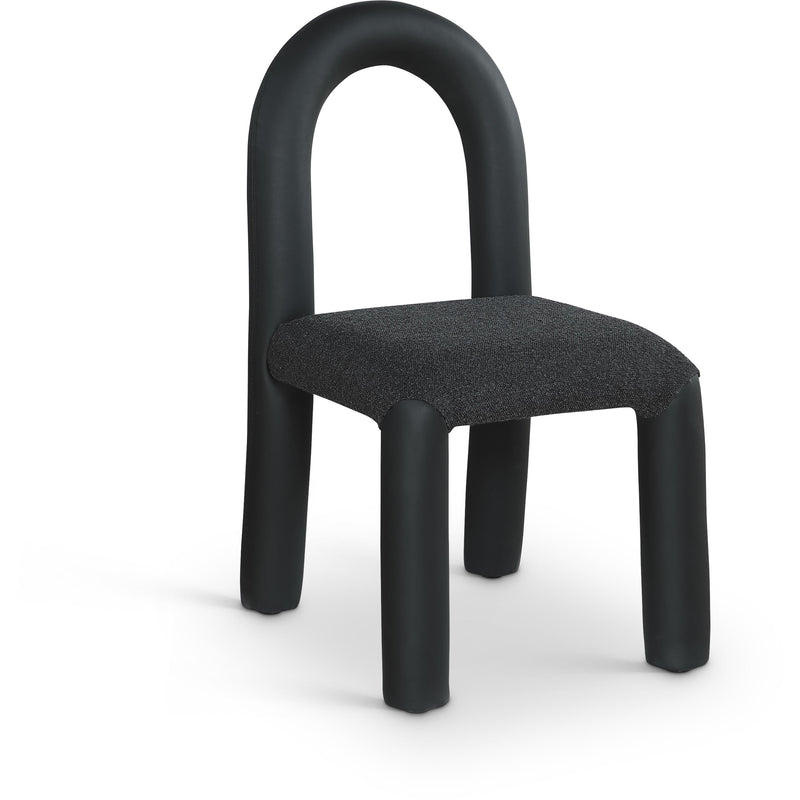Meridian Amari Black Vegan Leather and Boucle Fabric Dining Chair IMAGE 1