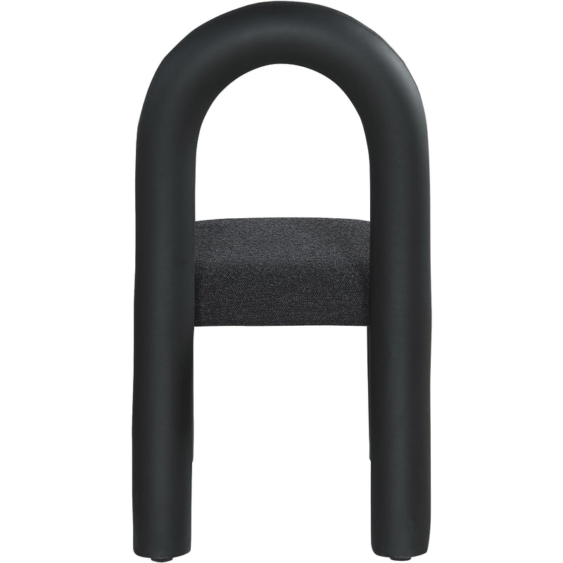 Meridian Amari Black Vegan Leather and Boucle Fabric Dining Chair IMAGE 5