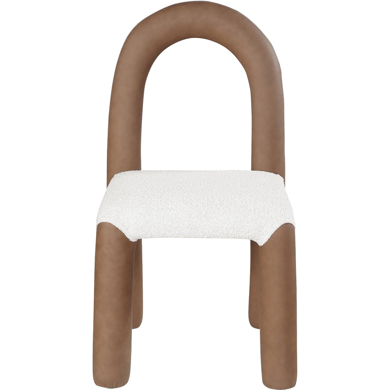 Meridian Amari Brown Vegan Leather and Boucle Fabric Dining Chair IMAGE 3