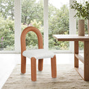 Meridian Amari Cognac Vegan Leather and Boucle Fabric Dining Chair IMAGE 2