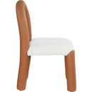 Meridian Amari Cognac Vegan Leather and Boucle Fabric Dining Chair IMAGE 4