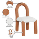 Meridian Amari Cognac Vegan Leather and Boucle Fabric Dining Chair IMAGE 9