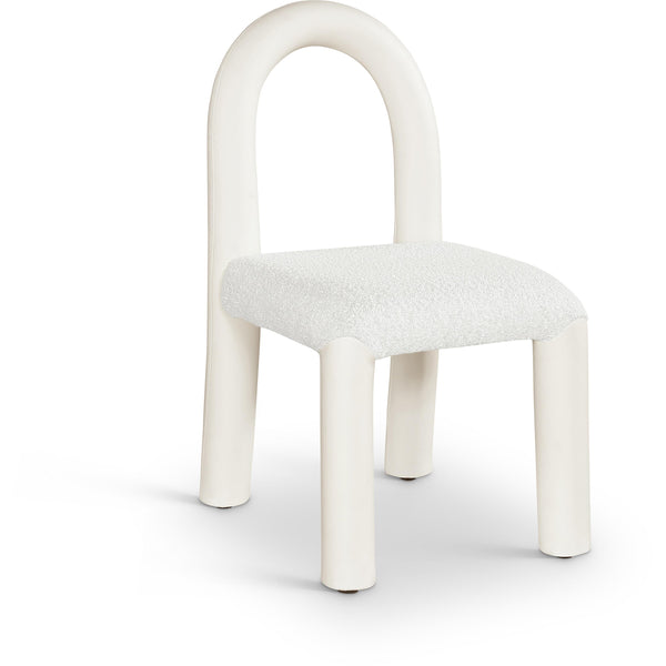 Meridian Amari Cream Vegan Leather and Boucle Fabric Dining Chair IMAGE 1