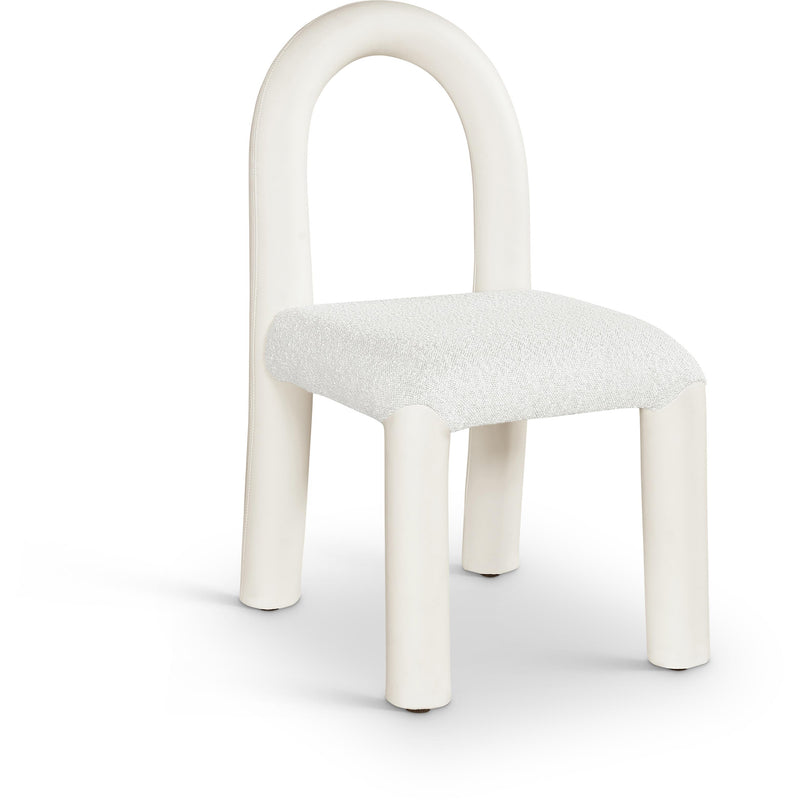 Meridian Amari Cream Vegan Leather and Boucle Fabric Dining Chair IMAGE 1