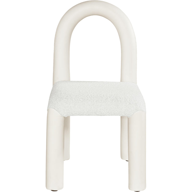 Meridian Amari Cream Vegan Leather and Boucle Fabric Dining Chair IMAGE 3
