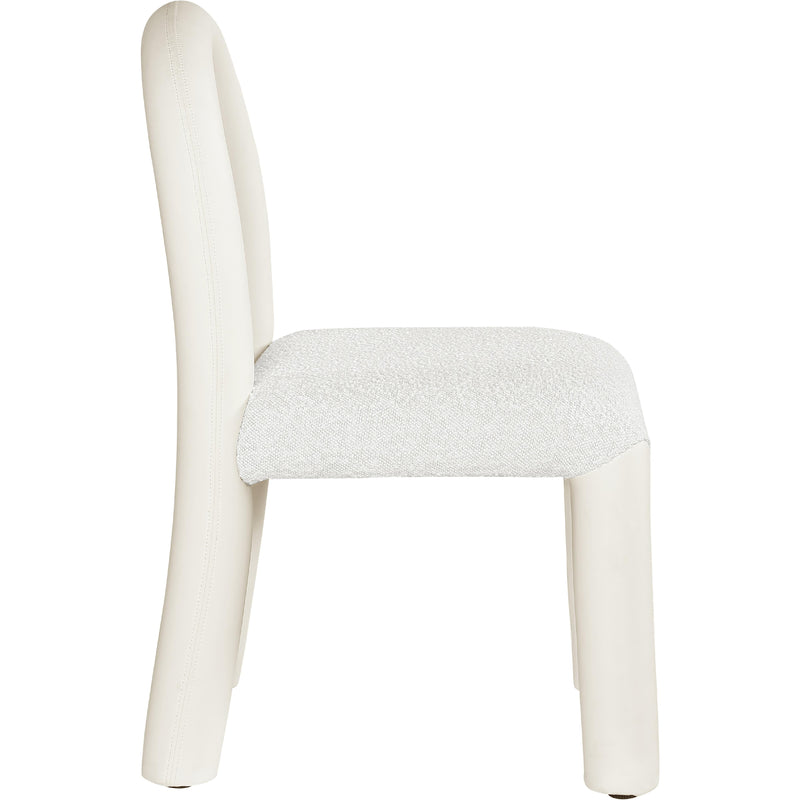 Meridian Amari Cream Vegan Leather and Boucle Fabric Dining Chair IMAGE 4