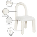 Meridian Amari Cream Vegan Leather and Boucle Fabric Dining Chair IMAGE 9