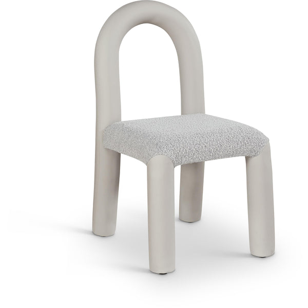 Meridian Amari Taupe Vegan Leather and Boucle Fabric Dining Chair IMAGE 1