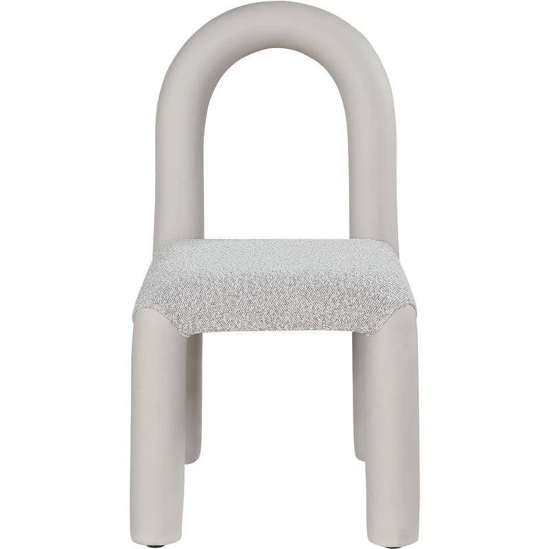 Meridian Amari Taupe Vegan Leather and Boucle Fabric Dining Chair IMAGE 3