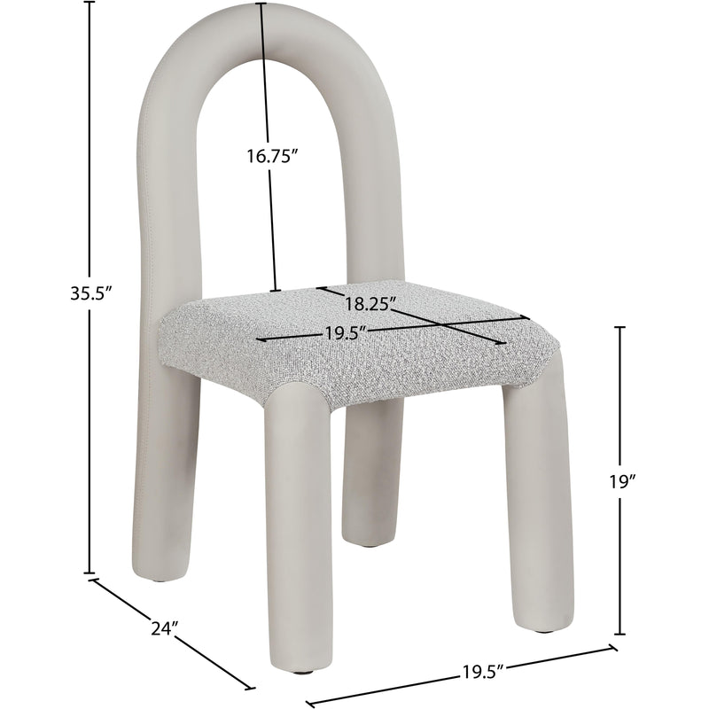 Meridian Amari Taupe Vegan Leather and Boucle Fabric Dining Chair IMAGE 8