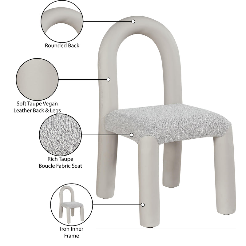 Meridian Amari Taupe Vegan Leather and Boucle Fabric Dining Chair IMAGE 9