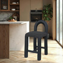 Meridian Amari Black Vegan Leather and Boucle Fabric Stool IMAGE 2