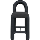 Meridian Amari Black Vegan Leather and Boucle Fabric Stool IMAGE 3