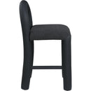 Meridian Amari Black Vegan Leather and Boucle Fabric Stool IMAGE 4