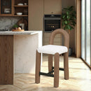 Meridian Amari Brown Vegan Leather and Boucle Fabric Stool IMAGE 2